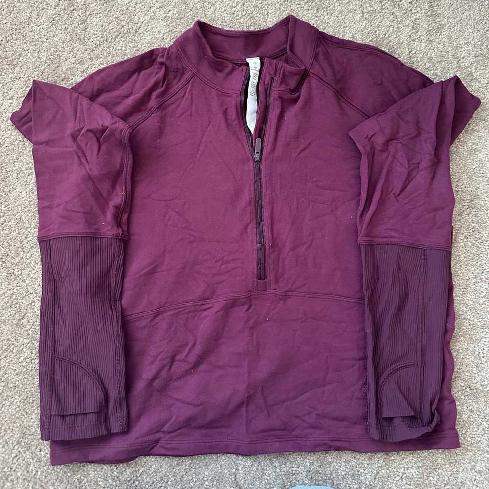 Lululemon Athletica Maroon Quarter-Zip Top